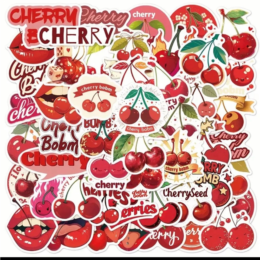 Cherry Themed Sticker Pack Set of 50